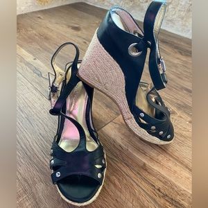 Antonio Melani Women’s Wedge Espadrille Black Sandals Size 6.5